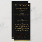 Black Gold Great Gatsby Wedding Menu Kaarten (Voorkant / Achterkant)