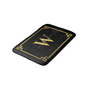 Black & Gold Greek Key Monogrammen Badmat