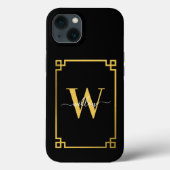 Black & Gold Greek Key Monogrammen Case-Mate iPhone Case (Achterkant)