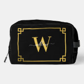 Black & Gold Greek Key Monogrammen Toilettasje (Achterkant)