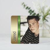 Black Gold Green Foto Afstuderen Aankondiging (Staand voorkant)