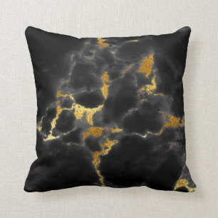 Black Gold Grey Marble Stone Glam Kussen