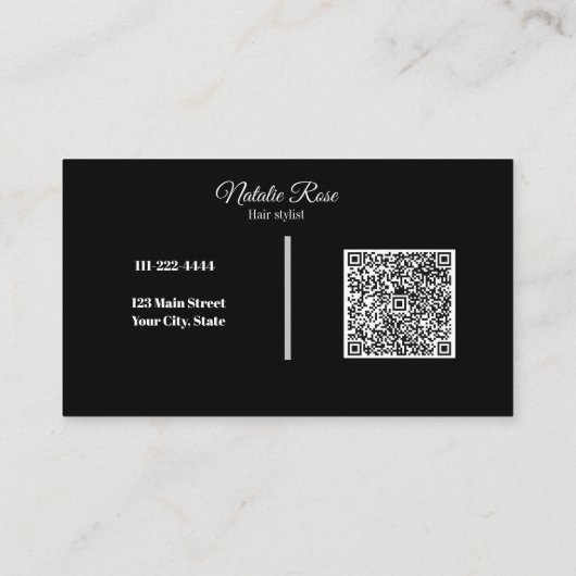 Black&Gold haarstylist professioneel & QR code, Visitekaartje (Achterkant)