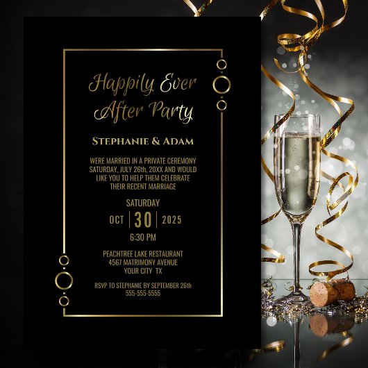 Black Gold Happily Ever After Trouwreceptie Kaart