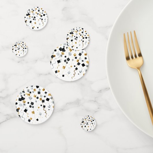 Black Gold Happy New Year Confetti (Groupe)