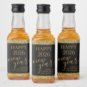 Black Gold Happy Nieuwjaar 2023, aangepast cadeau Likeurfles Etiket