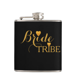 Black Gold Heart Bride Tribe Heupfles