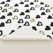 Black & Gold Hearts Pattern Sherpa Blanket Deken (3/4)