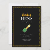 Black Gold Hens Party Champagne Invitation (Devant)