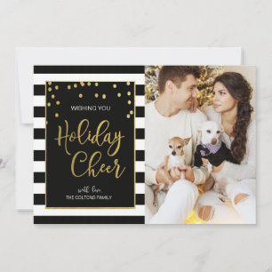 Black & Gold Holiday Cheval   Carte de Noël