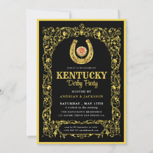 Black & Gold Horse Race Derby Party Invitation