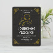 Black Gold Housewarming Invitation Editable (Debout devant)