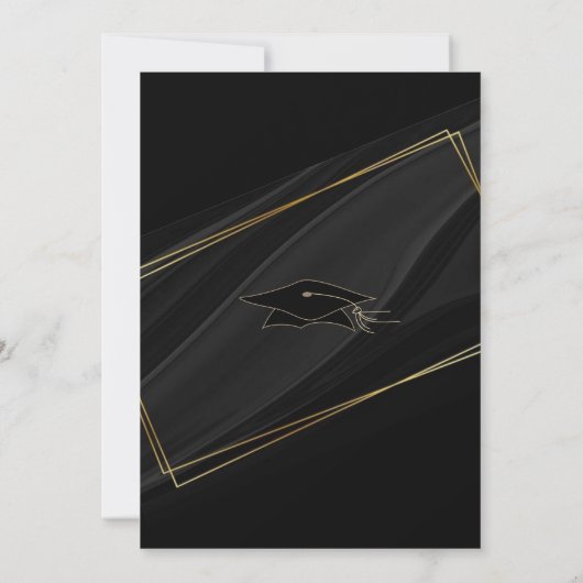 Black Gold ingelijst Afstuderen Invitation (Achterkant)