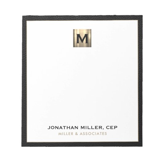 Black Gold Initiaal Logo Notitieblok (Voorkant)