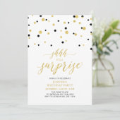 Black & Gold | Invitation fête d'anniversaire adul (Debout devant)
