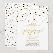 Black & Gold | Invitation fête d'anniversaire adul (Devant / Derrière)