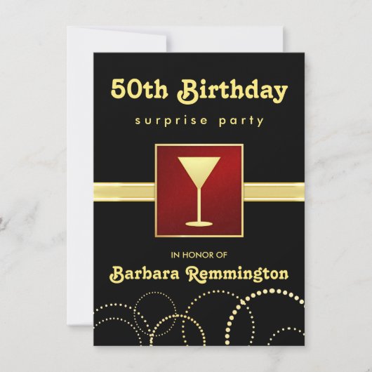 Black & Gold - Invitation surprise du 50e annivers (Devant)