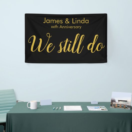 Black Gold Jubileum Party Vow Renewout Backdrop Spandoek (Beurs)