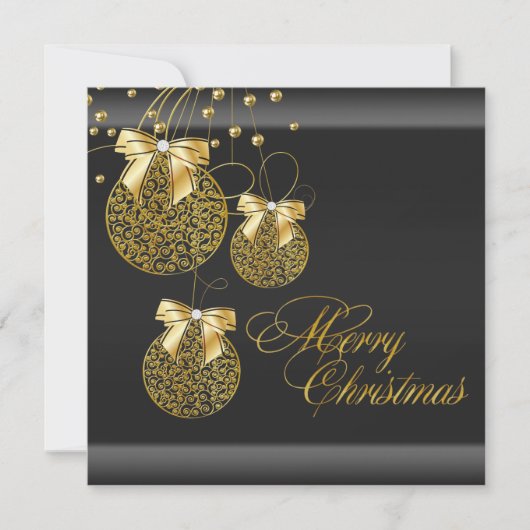 Black Gold Kerstfeest Kaart (Voorkant)