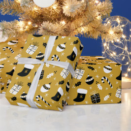  Black Gold kerstvakantie Cadeaupapier