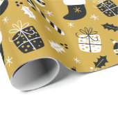  Black Gold kerstvakantie Cadeaupapier (Rol Hoek)