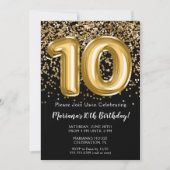 Black Gold Kinder meisje 10e verjaardag Kaart (Voorkant)