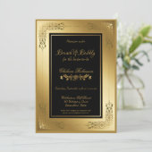 Black Gold  Lace Border Brunch en Bubble Kaart (Staand voorkant)