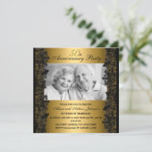 Black & Gold Lace Photo Invitation du 50e annivers (Debout devant)