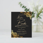 Black Gold Lace Wedding-uitnodigingen (Staand voorkant)