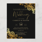 Black Gold Lace Wedding-uitnodigingen Flyer (Voorkant)