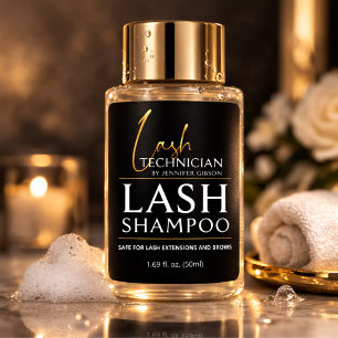 Black & Gold Lash Tech Shampoo Sticker Luxe