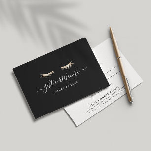 Black & Gold Lashes Carte de certificat cadeau