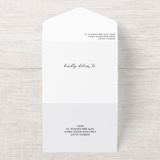 Black Gold Laurel Wreath Monogram Wedding All In One Uitnodiging (Buiten)