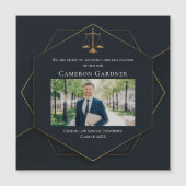 Black Gold Law School Photo Graduation Magnet Card (Devant)
