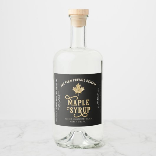 Black & Gold Leaf Private Reserve Maple Syrup Likeurfles Etiket (Voorkant)