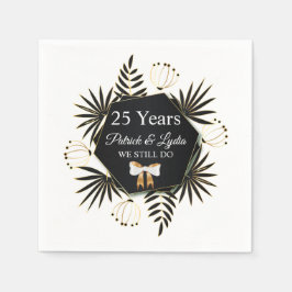 Black & Gold Leafy 25th Jubileum - Ik doe het nog  Servet