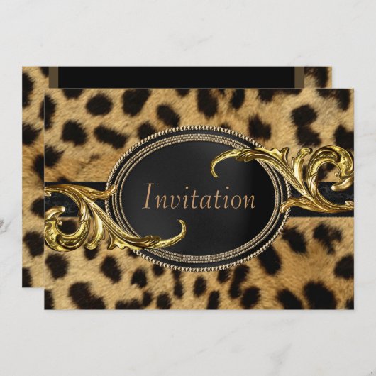 Black Gold Leopard All Occasion Party Kaart (Voorkant / Achterkant)