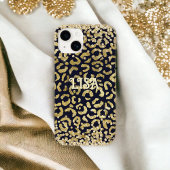 Black Gold Leopard GlitterPersoonlijke naam Case-Mate iPhone Case