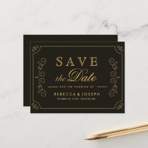 Black Gold Lijst Borders Weddenschap Save the Date Briefkaart
