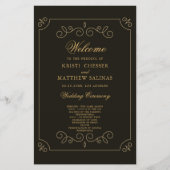 Black Gold Lijst Borders Wedding Program Kaart (Voorkant)