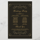 Black Gold Lijst Borders Wedding Program Kaart (Achterkant)