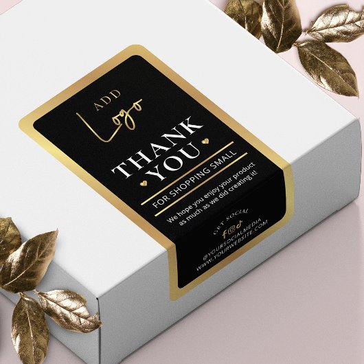 Black & Gold Logo Business Order Bedankt Etiket