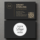 Black Gold Logo Minimalist Professional QR-code Visitekaartje
