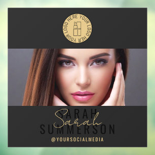 Black Gold Logo Social Media Make-up Studio Raamsticker