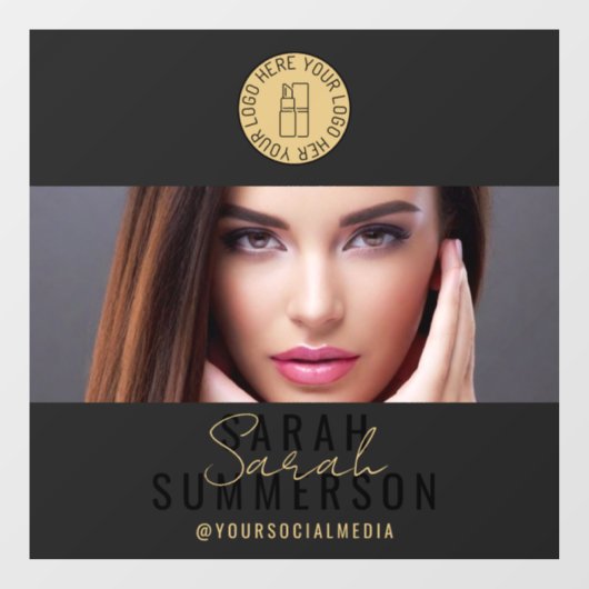 Black Gold Logo Social Media Makeup Studio Raamsticker (Vel)