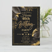 Black gold Luxe Anniversaire Fête Invitation (Debout devant)