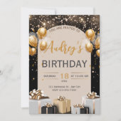 Black Gold Luxury Anniversaire Invitation (Devant)