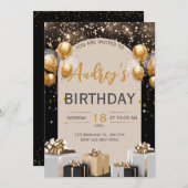 Black Gold Luxury Anniversaire Invitation (Devant / Derrière)