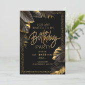 Black Gold Luxury Anniversaire Party Invitation Ca (Debout devant)
