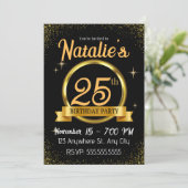 Black Gold Luxury Bonne Invitation de fête d'anniv (Debout devant)